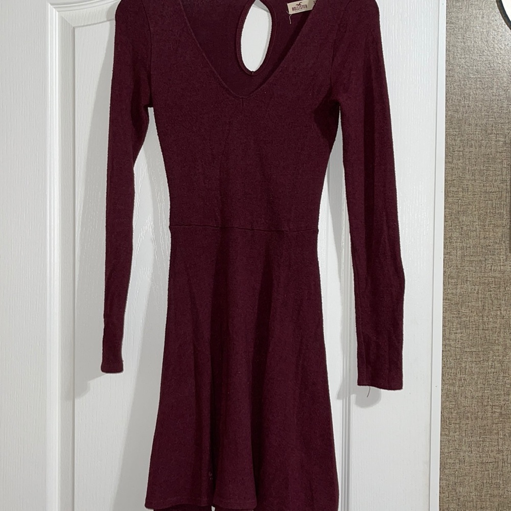 Hollister long sleeve burgundy dress XS